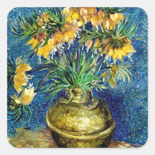 Kejsarkronor i kopparvas Van Gogh konst Fyrkantigt Klistermärke