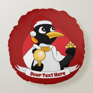 Kejsarpenguin tecknad Round Pillow Rund Kudde