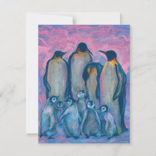 Kejsarpenguiner, målning av fågeldjur i Antarktis