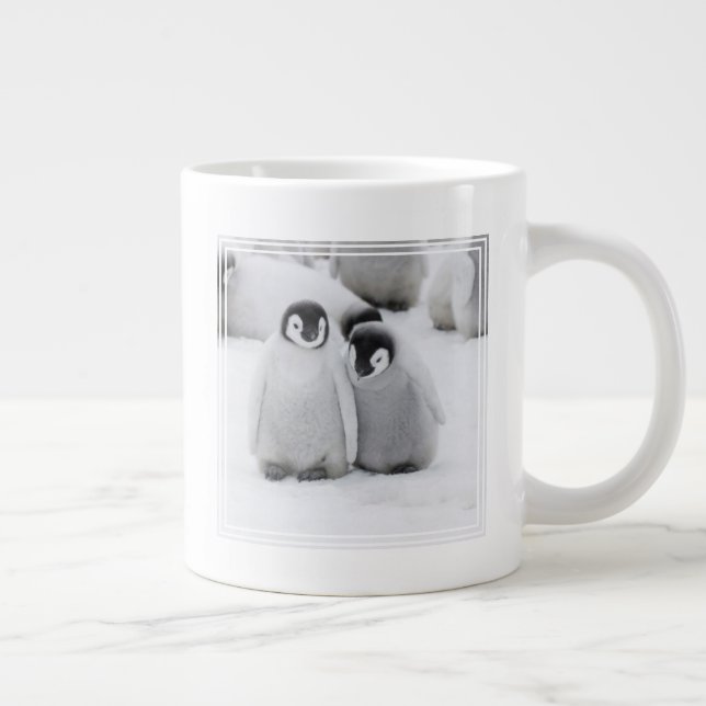 Kejsarpingvinungar på is i Antarktis Jumbo Mugg (Höger)