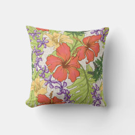 Keleah Tropical Hawaiian Hibiscus och Orchids Kudde