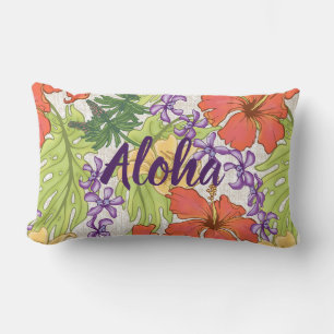 Keleah Tropical Hawaiian Hibiscus och Orchids Lumbarkudde