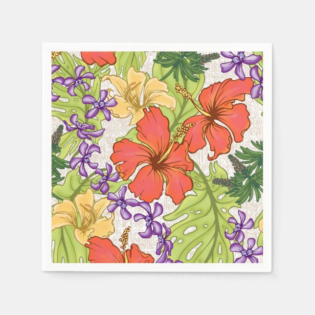 Keleah Tropical Hawaiian Hibiscus och Orchids Pappersservett (Framsidan)