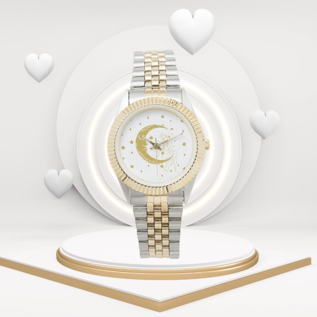 kelestial kvinna,måne stjärnor,boho,elegant astron armbandsur (Skapare uppladdad)