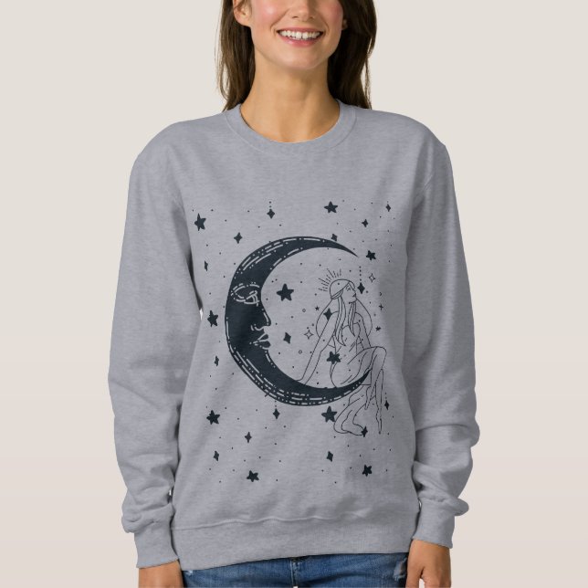 kelestial kvinna,måne stjärnor,boho,elegant astron t shirt (Framsida)