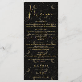 Kelestial Mystical Black och Guld Bröllop Middag Meny