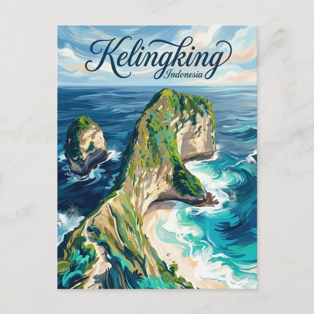 Kelingking Beach Indonesia Vykort (Framsida)