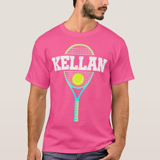 Kellan Namn tennis Player Boys Boll och Racket Spo T Shirt (Framsida)