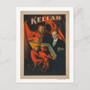 Kellar Djävulen och Demons med Magic Bok Poster Vykort