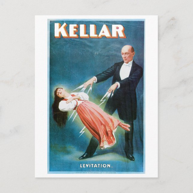 Kellar ~ Levitation Magician Vintage Magic Act Vykort (Framsida)