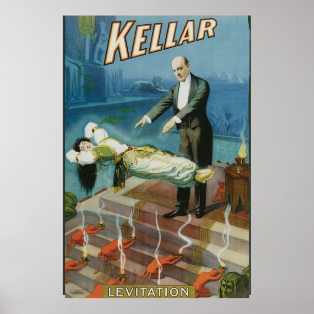 Kellar ~ Levitation Vintage Magic Act Poster (Framsidan)