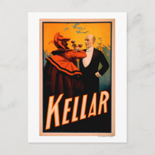 Kellar Magician Drinking Vin med Djävulen Vykort