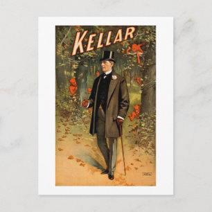 Kellar Magician med Djävulen - Vintage annons Vykort