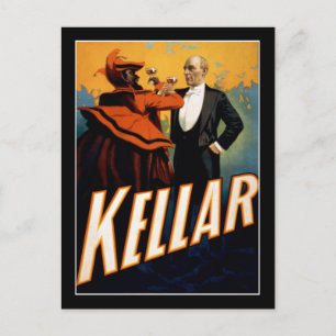 Kellar - Magician - Vintage Theater Poster Vykort