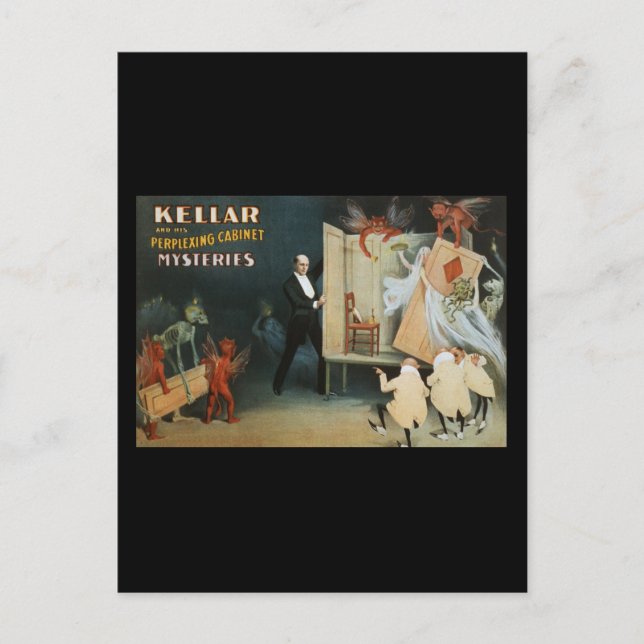 Kellar och hans förbryllande kabinettmysterier vykort (Framsida)