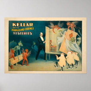 Kellar och hans perplexingkabinett Mysteries Magi Poster