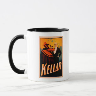 Kellar trollkarl som dricker vin med djävulen mugg