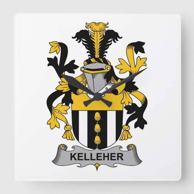Kelleher Family Crest Fyrkantig Klocka (Framsida)