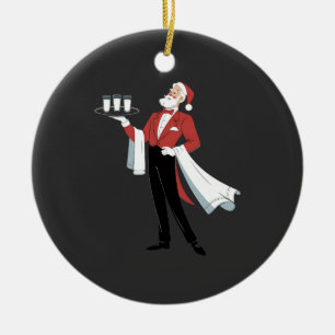 Kellnerska jul tomte servitör julen julgransprydnad keramik