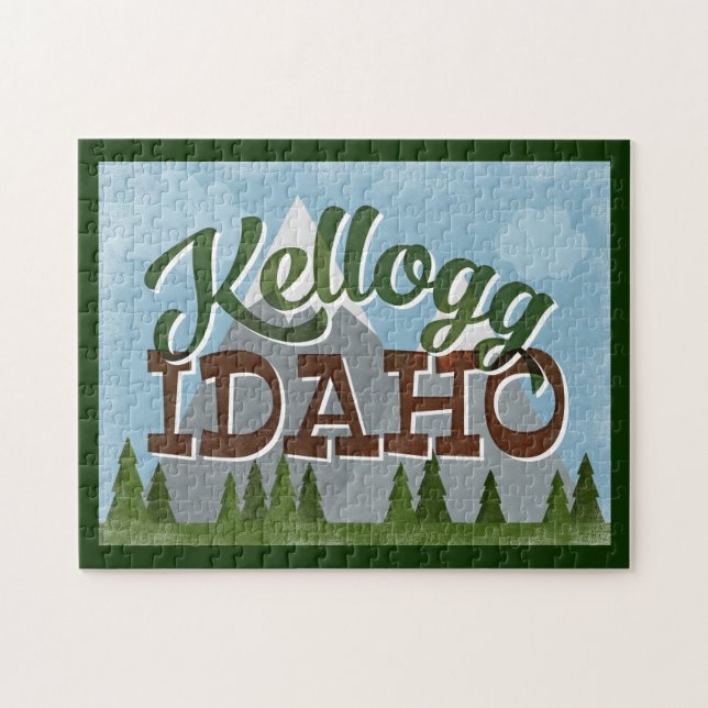 Kellogg Idaho Roligt Retro Snowy Mountains Pussel (Horisontell)