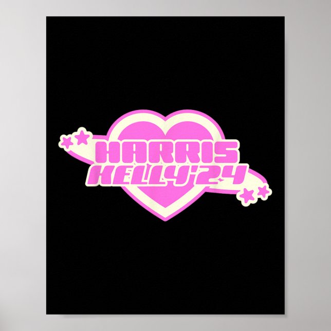 Kelly 2024 Trendig Heart Rosa Girly Democrat Poster (Framsidan)