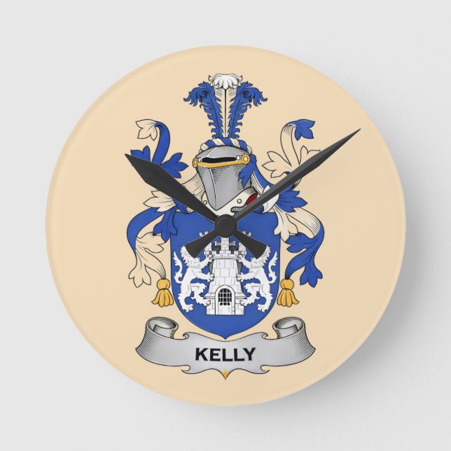 Kelly Coat of Arms Clock Rund Klocka (Framsida)