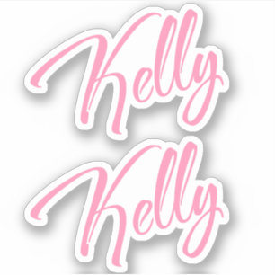 Kelly Decorative Namn i Rosa x2 Sticker Klistermärken