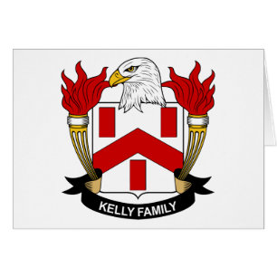 Kelly familjvapensköld hälsningskort