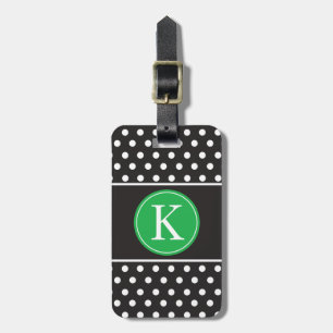 Kelly för svart vit för personlig grön polka dots bagagebricka
