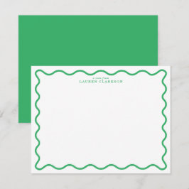 Kelly Green Modern Wavy Border Note Card Inbjudningar