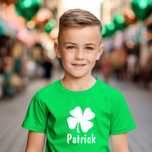 Kelly Green Shamrock Namn St Patricks Pojkar T-shirt