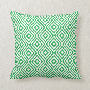 Kelly Green Tribal Ikat Diamantmönster Kudde