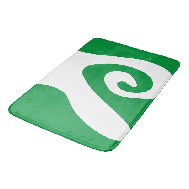 Kelly grön och vit virvelvåg badrumsmatta (Vinklad)