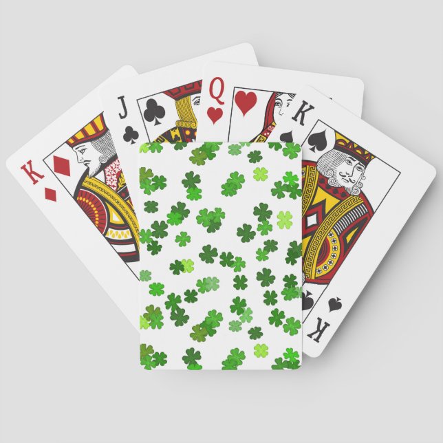 Kelly grön “Shamrocks Falling” Casinokort (Baksidan)