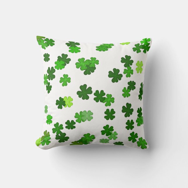 Kelly grön “Shamrocks Falling” Kudde (Framsida)