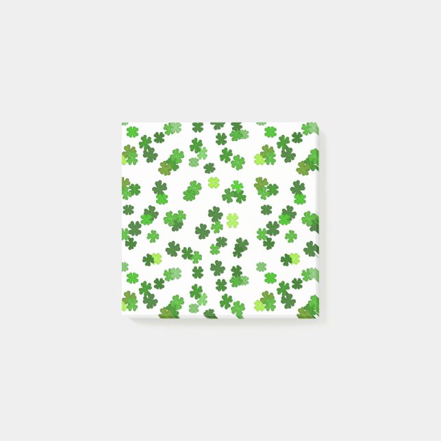 Kelly grön ”Shamrocks Falling“ Post-it Block (Framsida)
