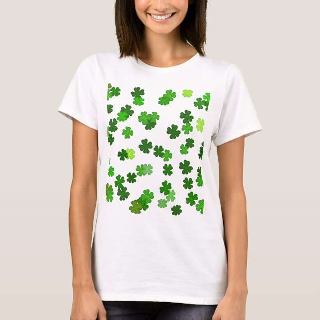 Kelly grön “Shamrocks Falling” T Shirt (Framsida)