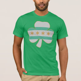 Kelly grön T för irländsk ShamrockChicago flagga T-shirt