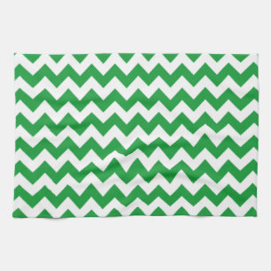 Kelly Grönt Chevron Rand Kökshandduk