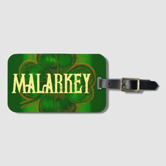 Kelly Grönt Lucky Klöver malarkey Irish Amer BS L Bagagebricka (Framsida horisontal)
