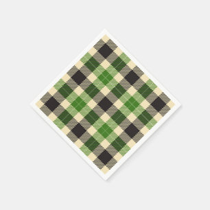 Kelly Grönt och Black Tartan Play Papper Napkins Pappersservett