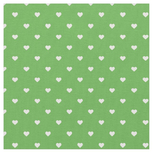 Kelly Grönt Polka Dot Hearts Tyg (Närbild)