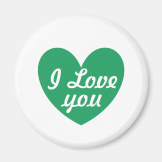 Kelly grönt Polka-hjärtan på vita Magnet
