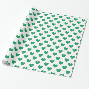 Kelly grönt Polka-hjärtan på vita Presentpapper
