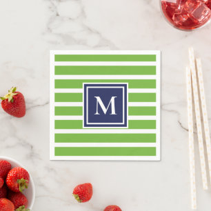 Kelly Grönt Rand Modern Monogram Coastal Beach Pappersservett