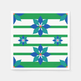 Kelly Grönt rand och blåa blommor Pappersservett