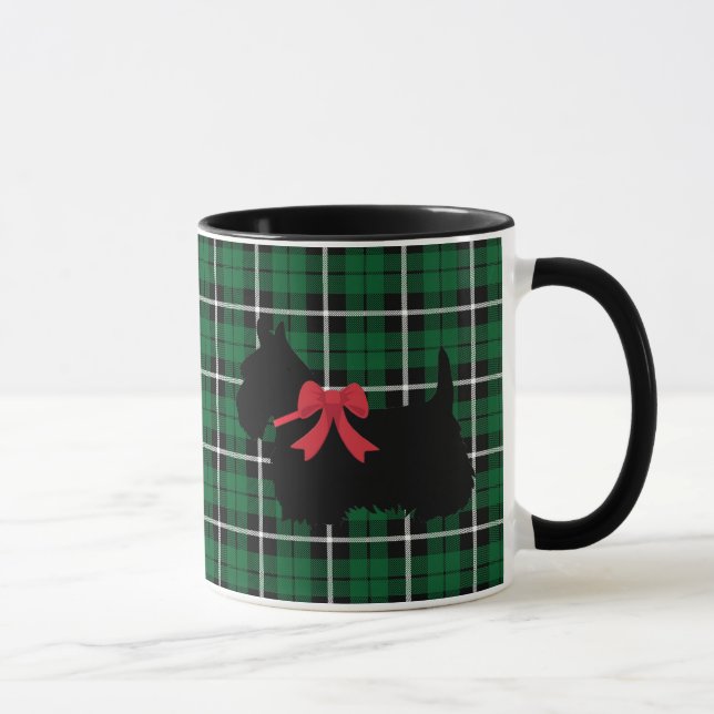 Kelly grönt Scottish Terrier white/black plaid Mugg (Höger)