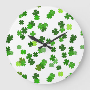 Kelly grönt "Shamrocks Falling" Stor Klocka