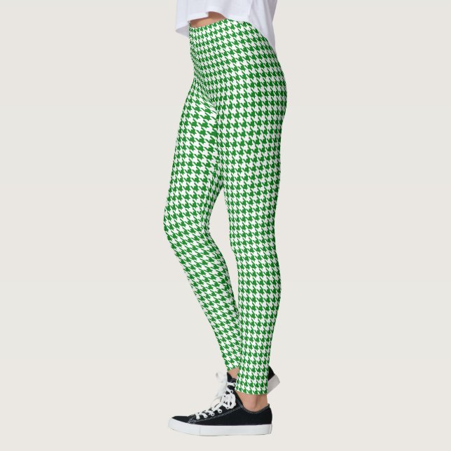 Kelly Grönt White Medium Houndstooth Leggings (Vänster)