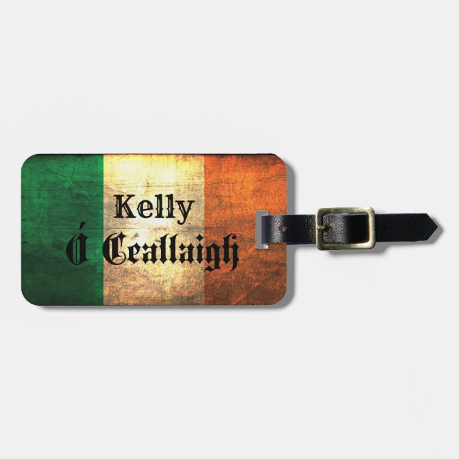 Kelly Irish Flagga Bagagebricka (Horisontell Framsida)